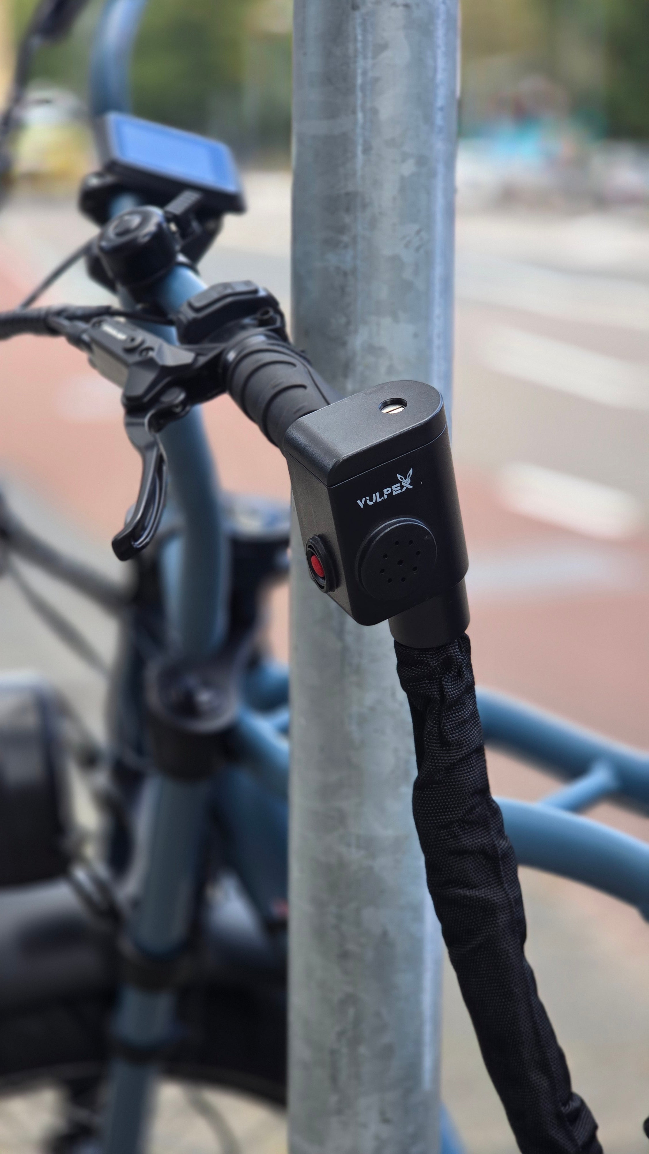 Vulpex AlarmLock – Antivol à chaîne avec alarme pour Fatbike, montage sur guidon